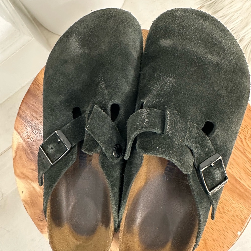 Black Suede Birkenstock Clogs/Mules